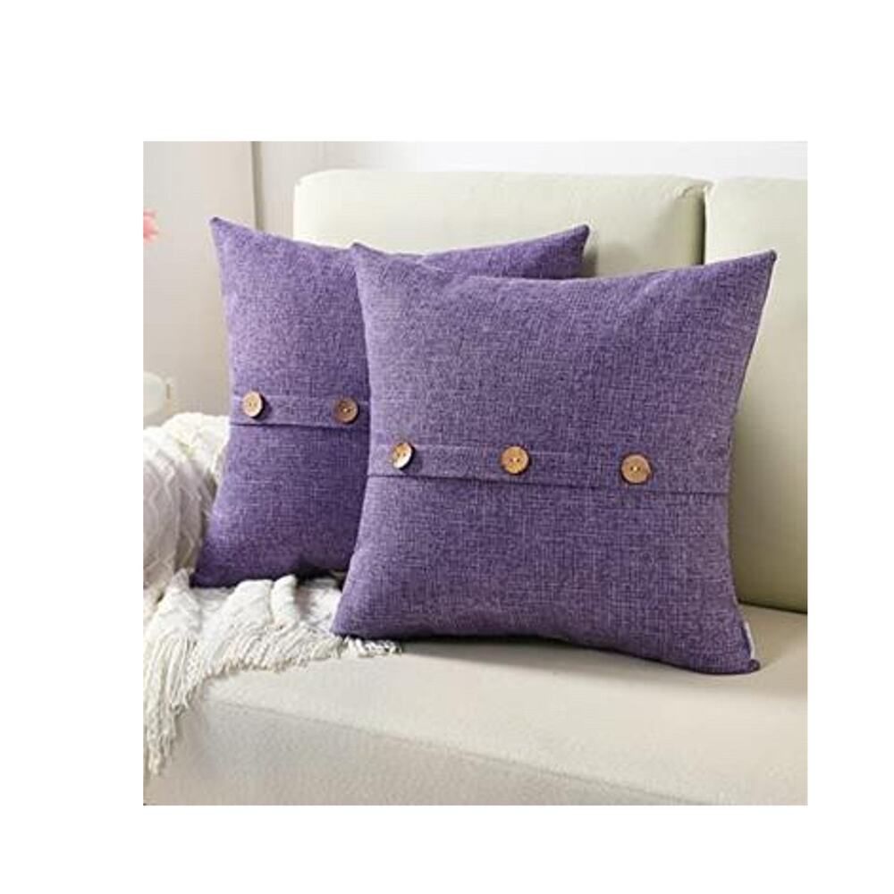 Set of 2 FUTEI Lavender Linen Decorative Throw Pillow Covers 18x18